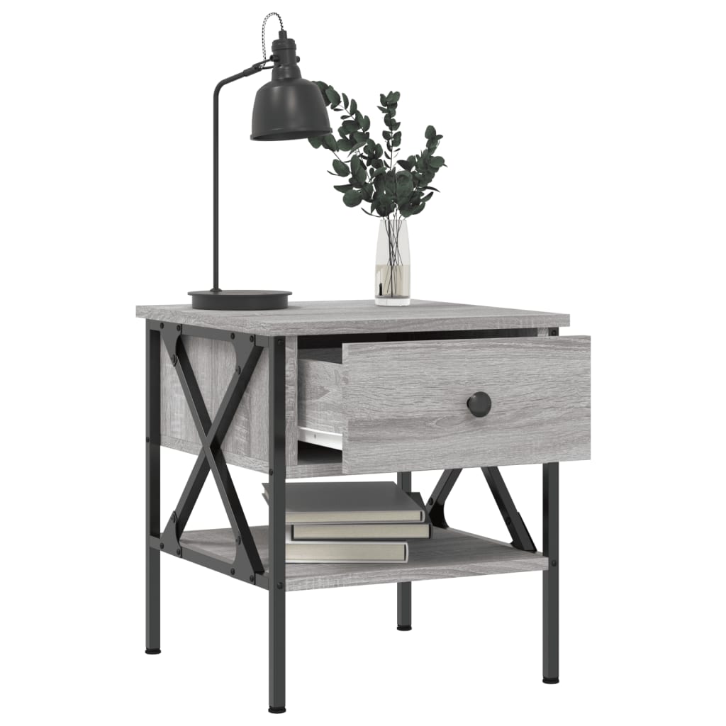 Bedside tables, 2 pcs, grey oak, 40x42x45cm, wood