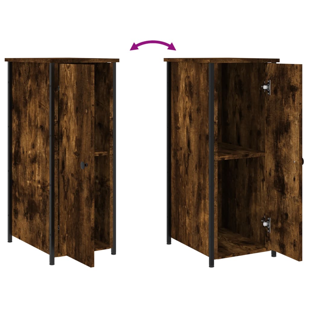 Bedside table, smoked oak, 32x42x80cm, treated wood