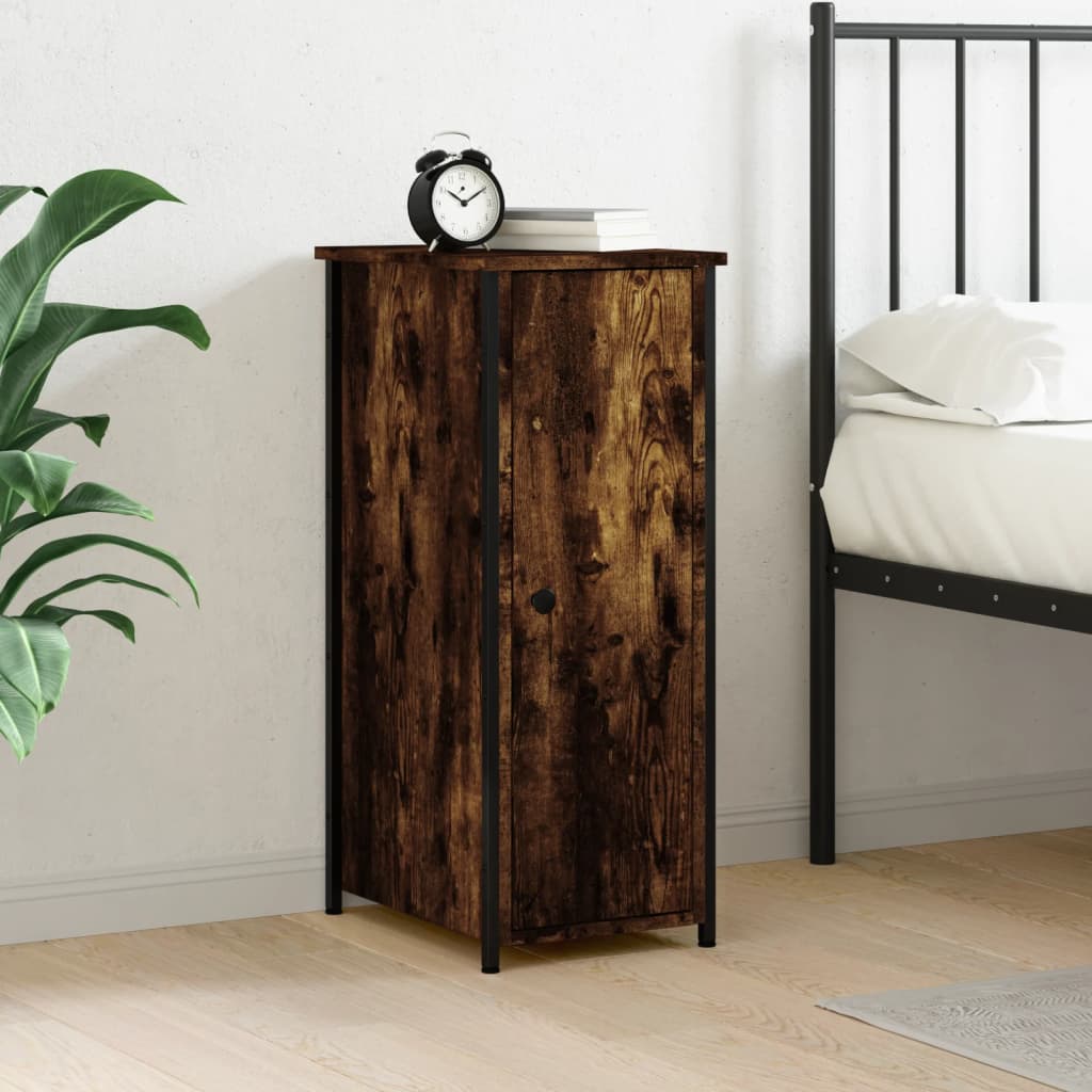 Bedside table, smoked oak, 32x42x80cm, treated wood