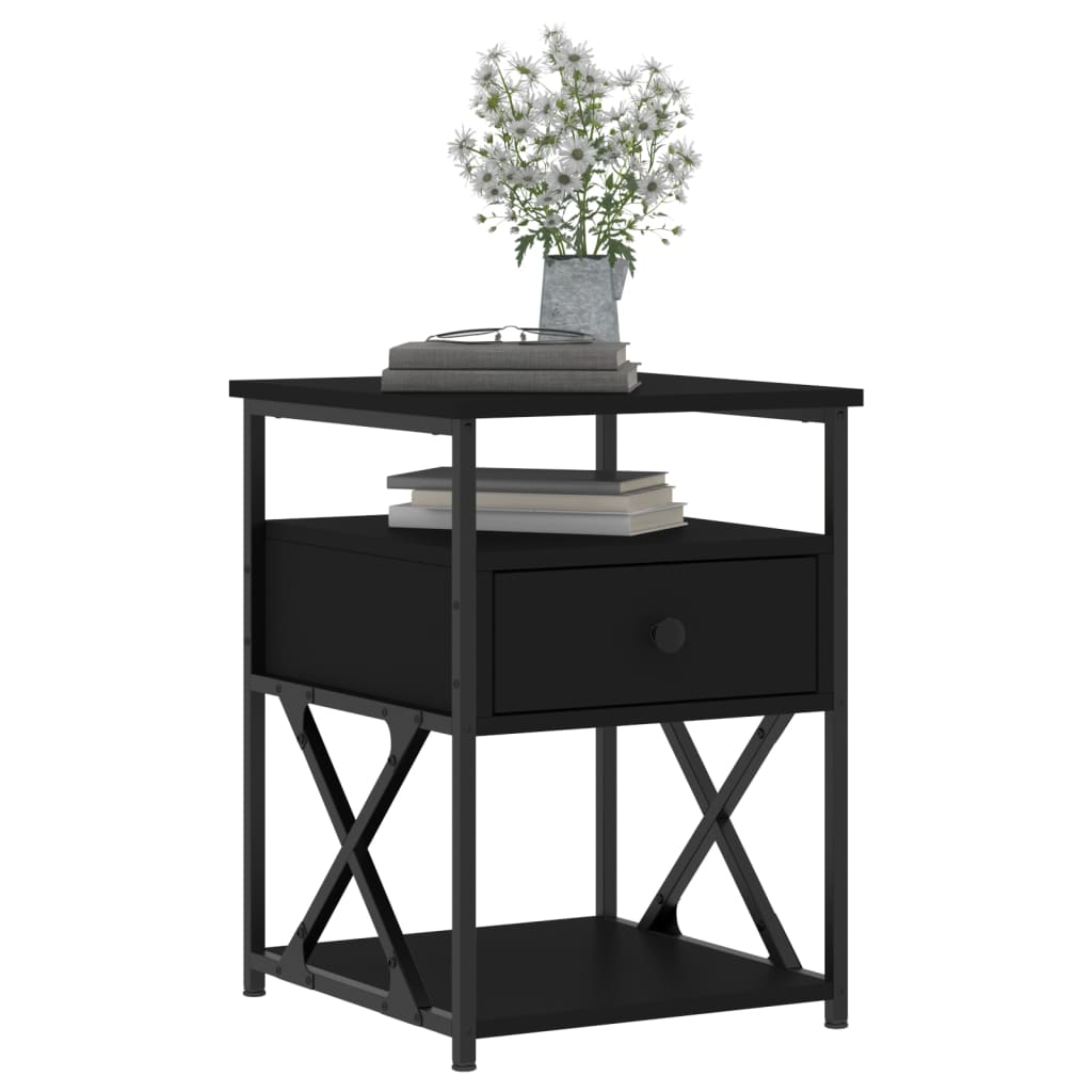 Nightstands, 2 pcs., black, 40x42x55cm, engineered wood