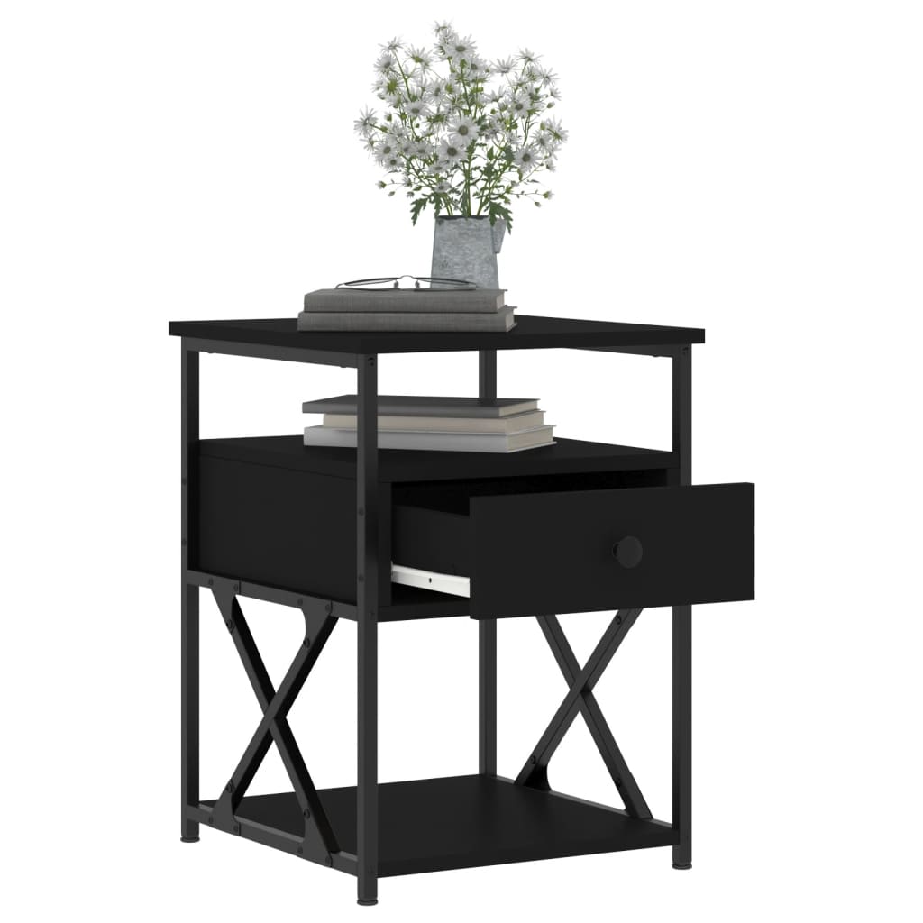 Nightstands, 2 pcs., black, 40x42x55cm, engineered wood