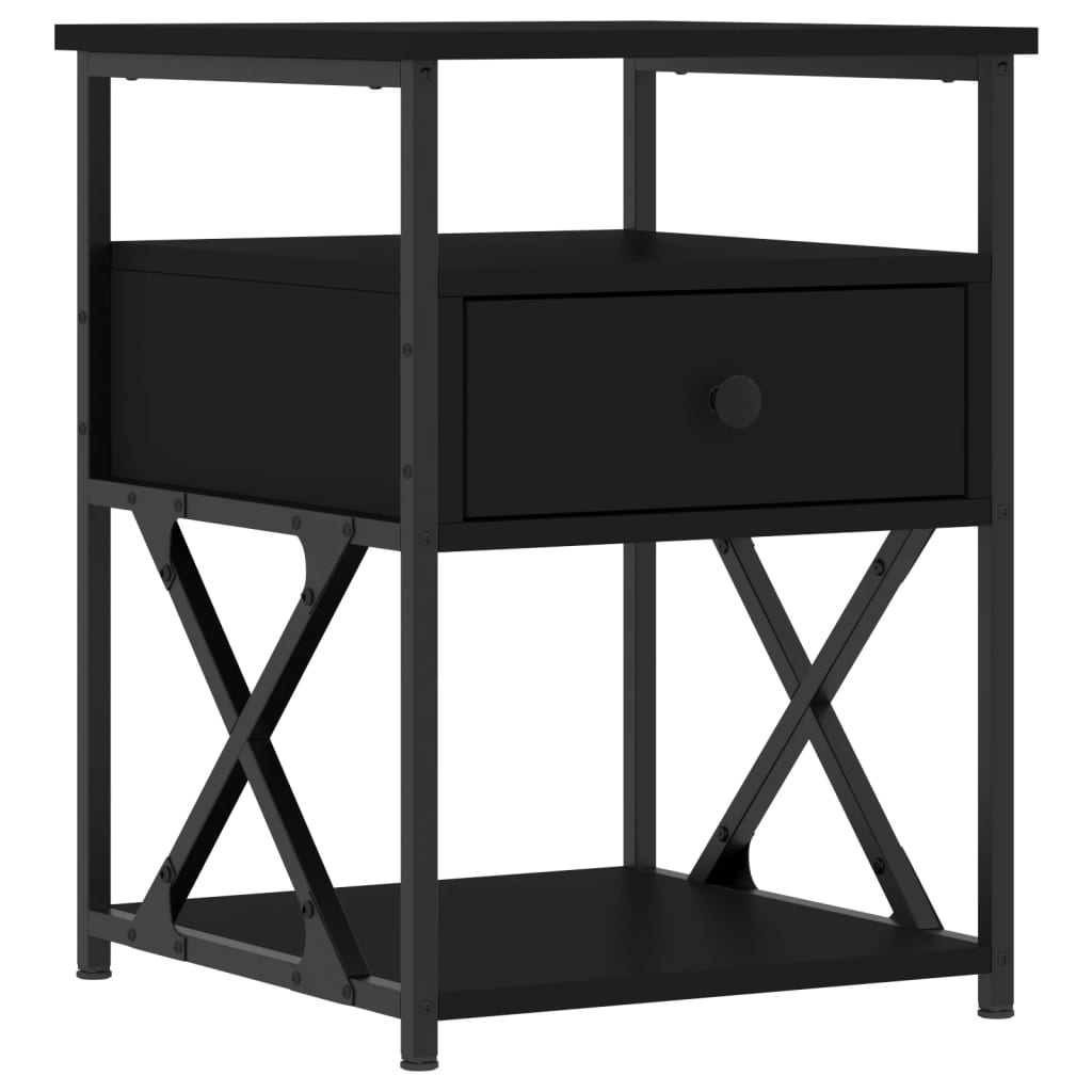 Nightstands, 2 pcs., black, 40x42x55cm, engineered wood