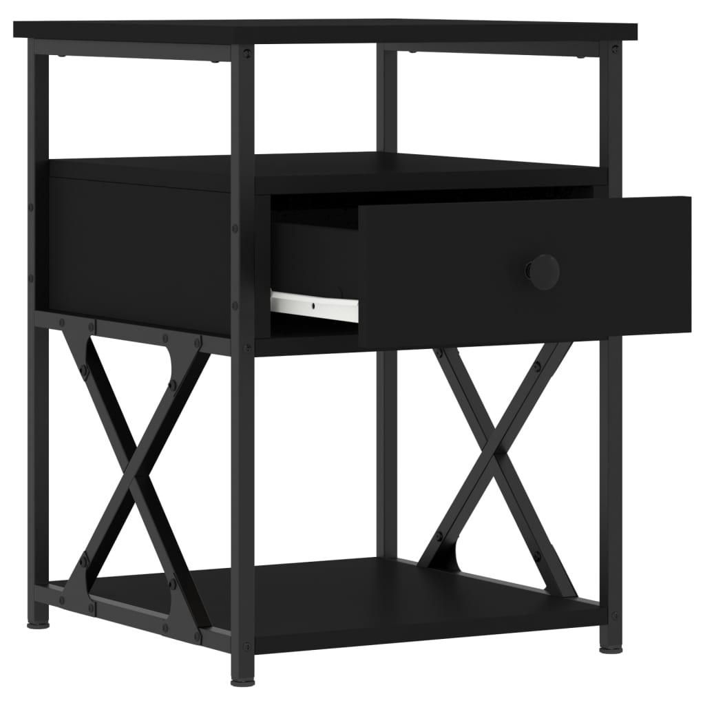 Nightstands, 2 pcs., black, 40x42x55cm, engineered wood