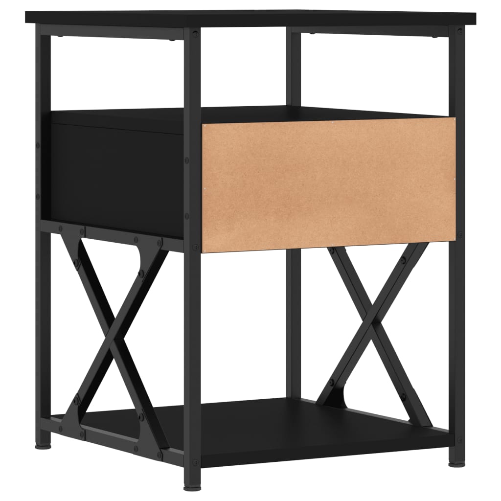 Nightstands, 2 pcs., black, 40x42x55cm, engineered wood