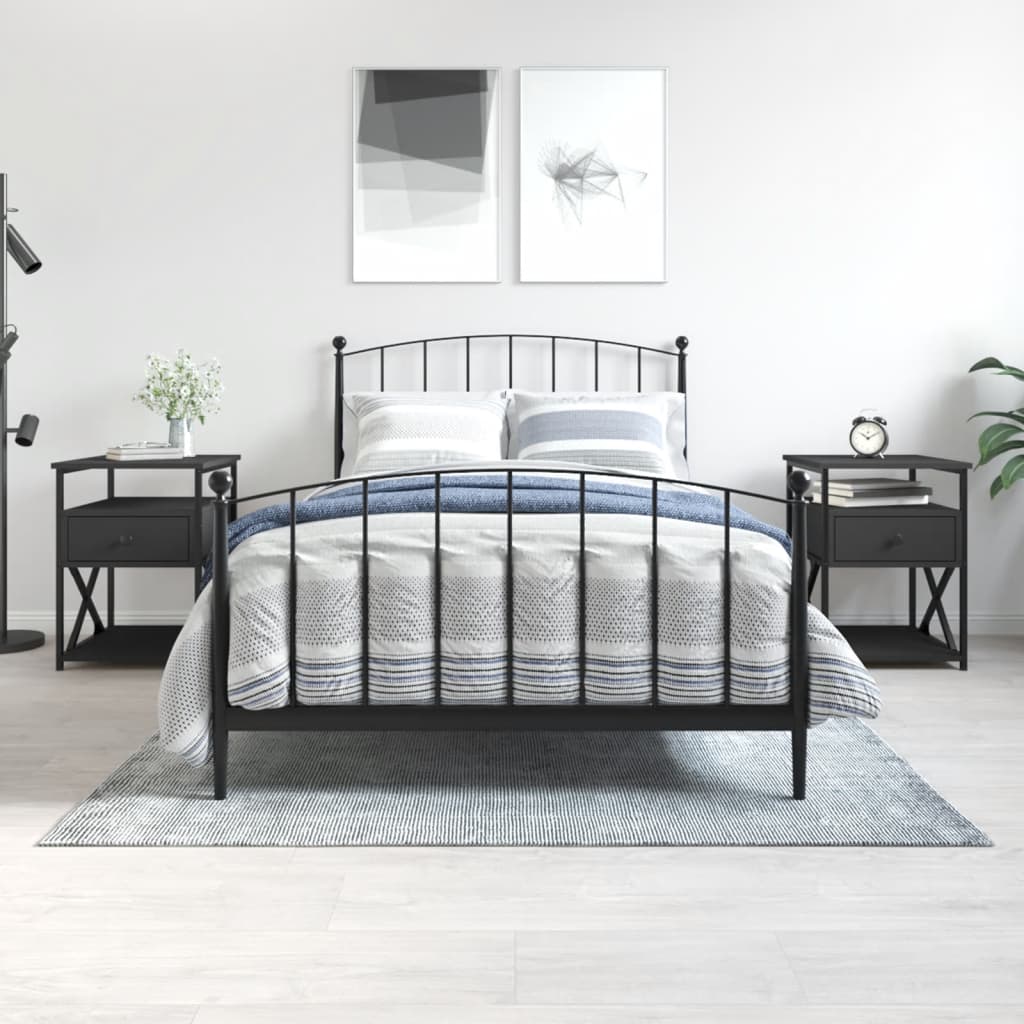 Nightstands, 2 pcs., black, 40x42x55cm, engineered wood