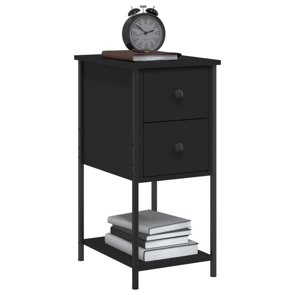 Bedside tables, 2 pcs., black, 32x42x70cm, engineered wood