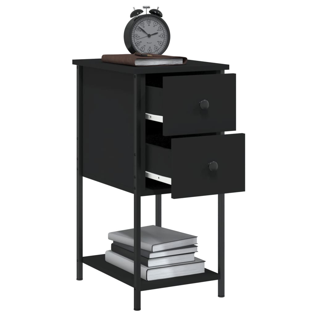 Bedside tables, 2 pcs., black, 32x42x70cm, engineered wood