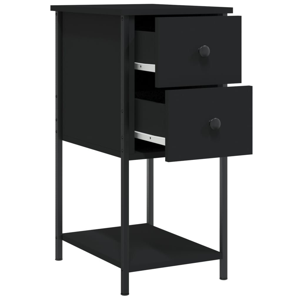 Bedside tables, 2 pcs., black, 32x42x70cm, engineered wood