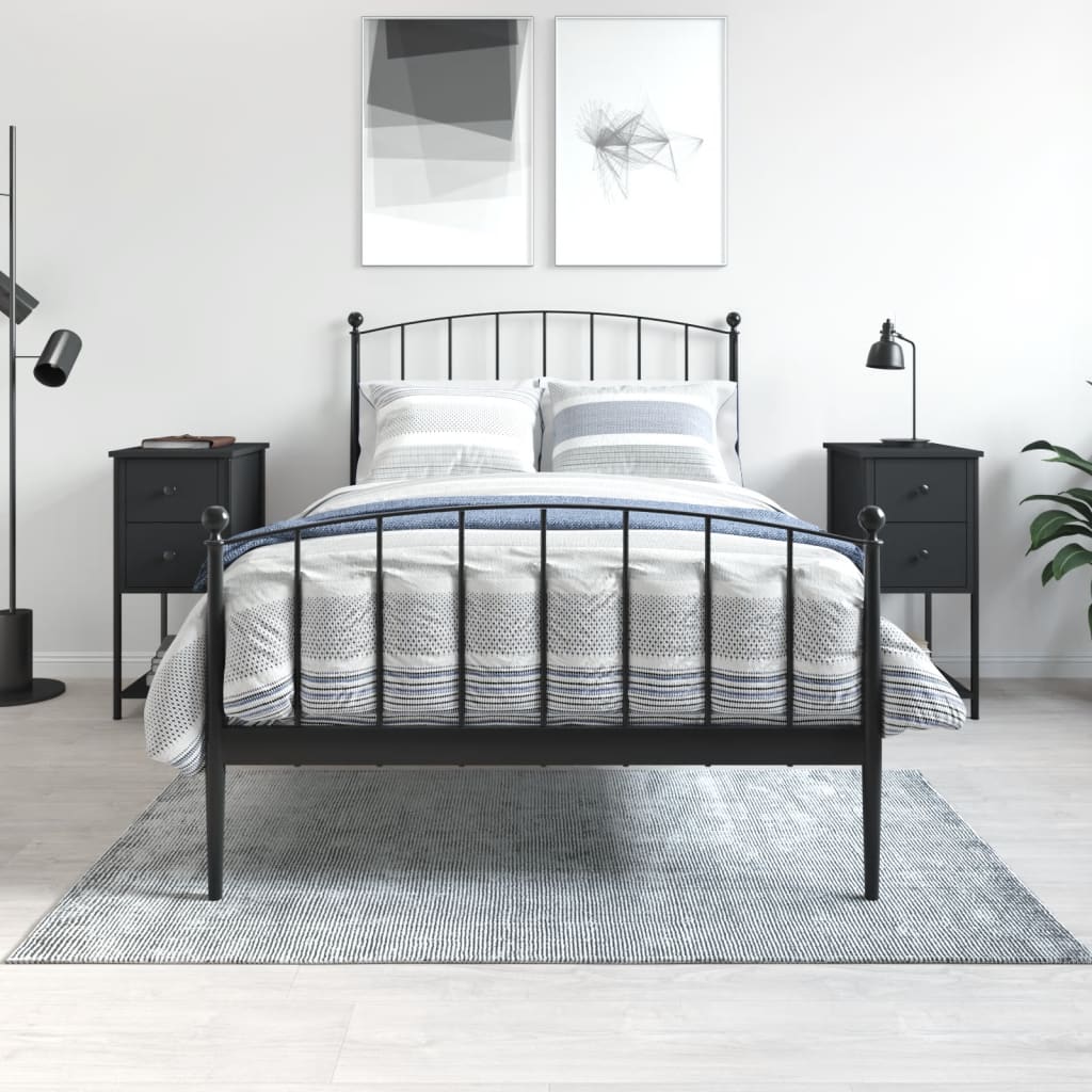 Bedside tables, 2 pcs., black, 32x42x70cm, engineered wood