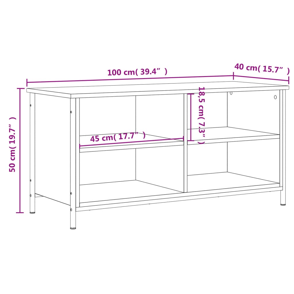 TV cabinet, smoky oak, 100x40x50cm, wood