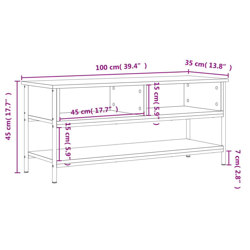TV cabinet, oak, 100x35x45cm, treated wood