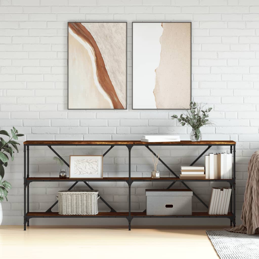 Konsolinis staliukas, dūminis, 180x30x75cm, mediena/geležis