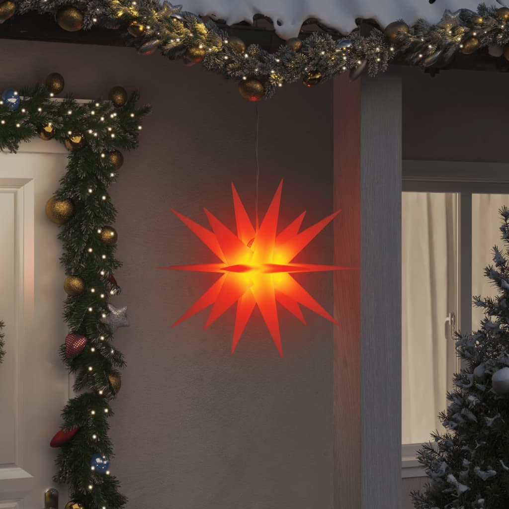 Kalėdiniai šviestuvai su LED, 3vnt., raudoni, 57cm, sulankstomi