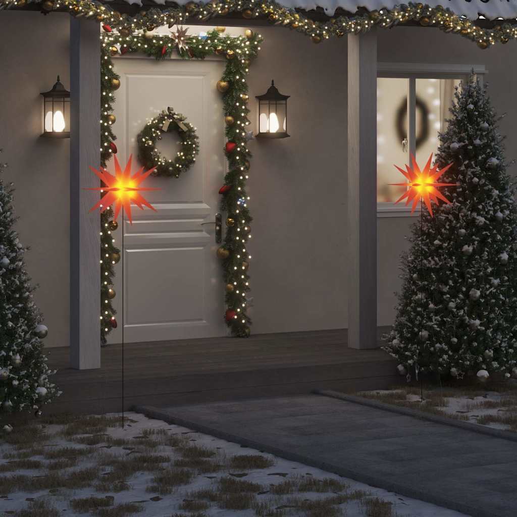 Christmas spike lights / LED, 3 pcs, red, 57 cm
