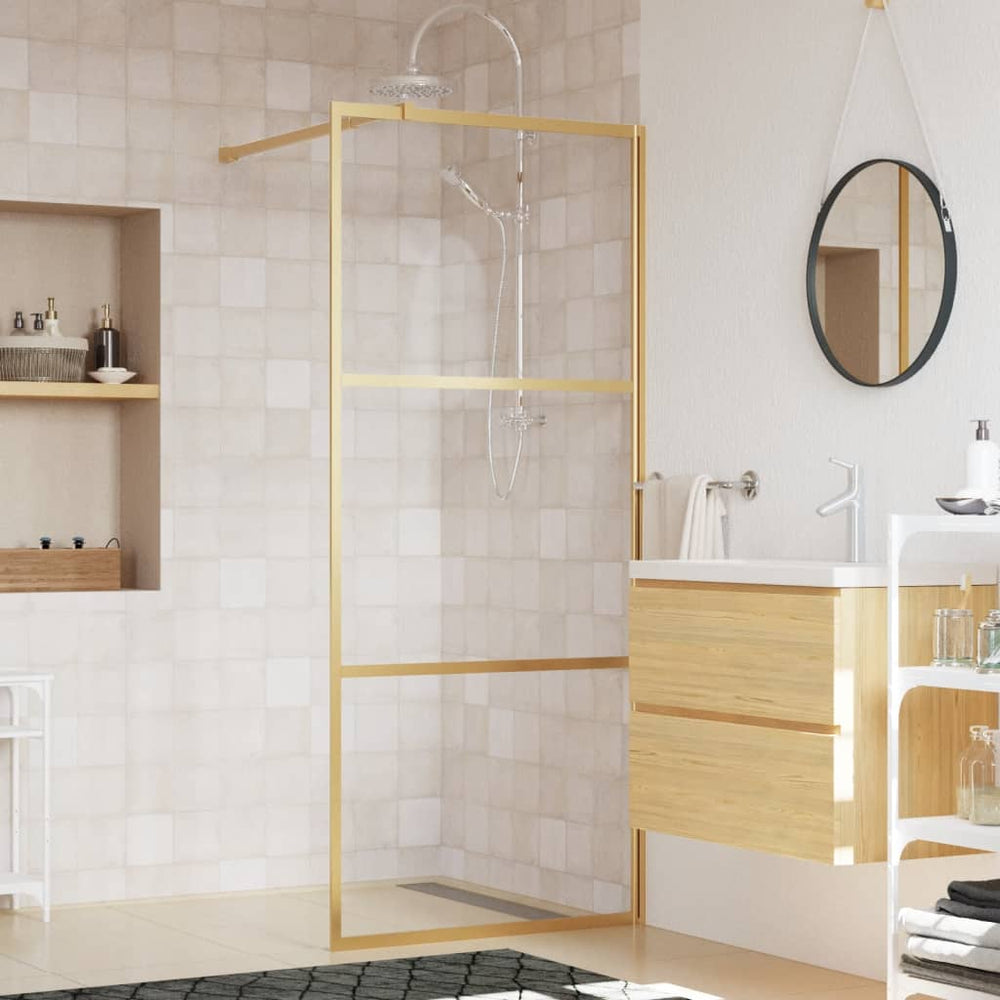 Shower screen with clear ESG glass, gold-coloured, 90x195cm