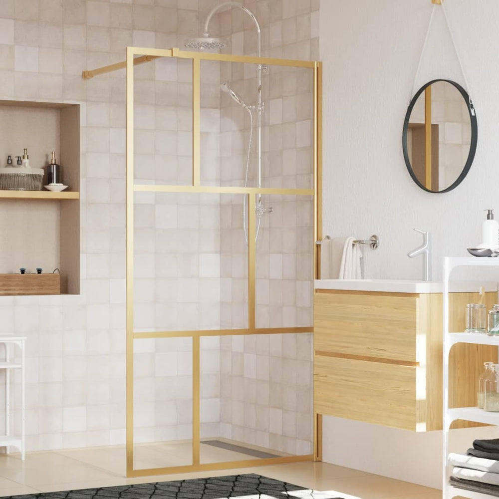 Shower screen with clear ESG glass, gold, 115x195cm
