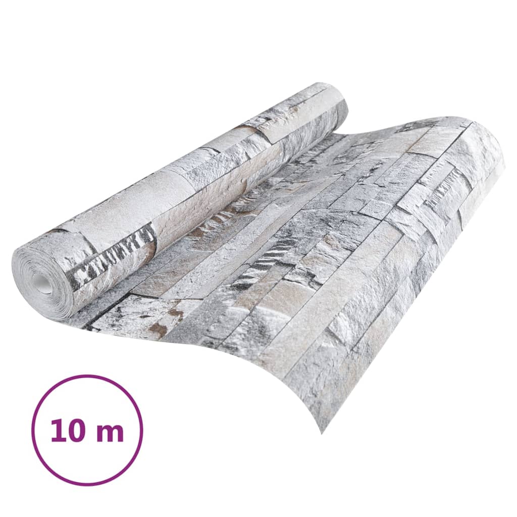 Tapetai, pilki ir rudi, 10x0,53m, 3D, akmens imitacijos
