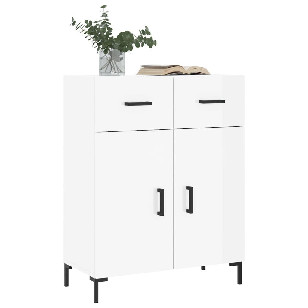 Sideboard, white, 69.5x34x90cm, engineered wood, high gloss