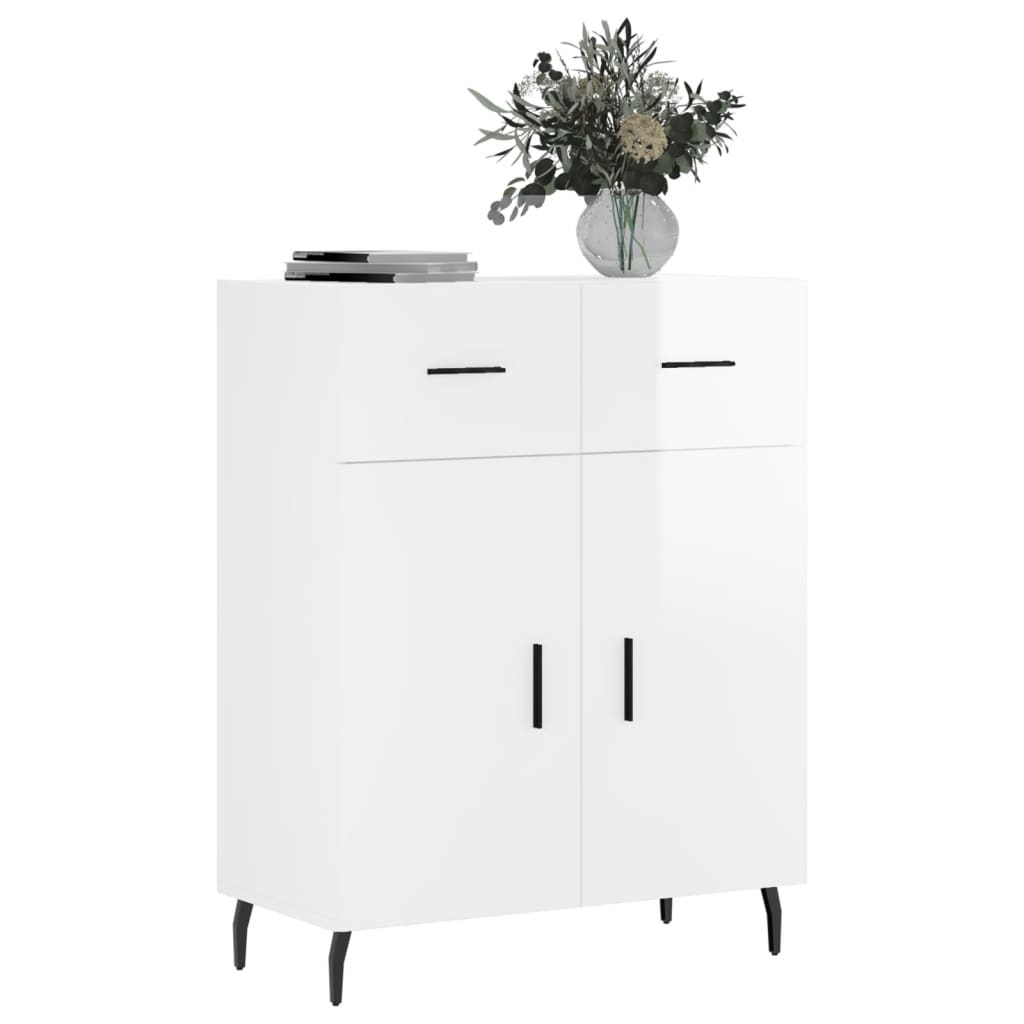 Sideboard, white, 69.5x34x90cm, engineered wood, high gloss