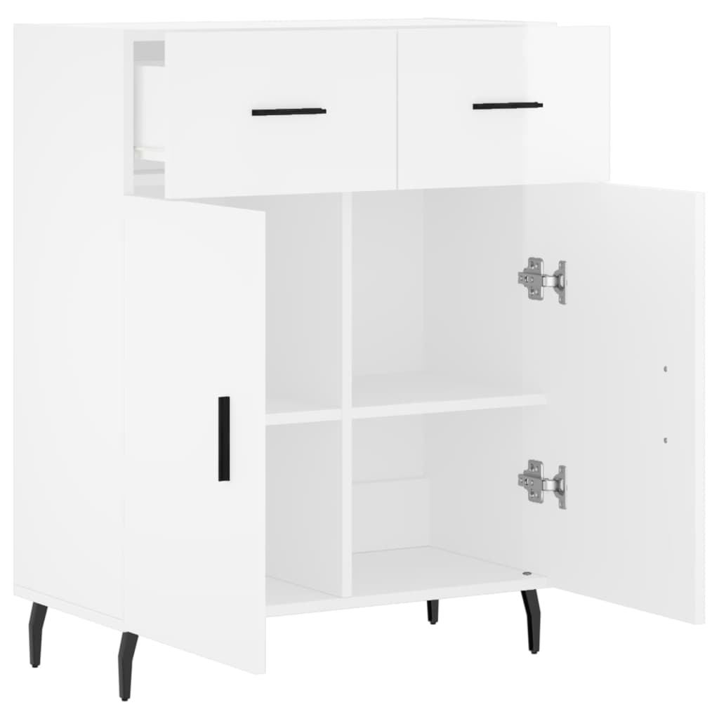 Sideboard, white, 69.5x34x90cm, engineered wood, high gloss