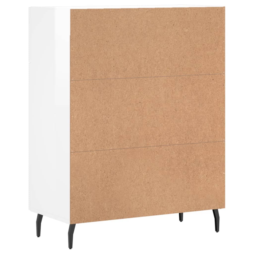 Sideboard, white, 69.5x34x90cm, engineered wood, high gloss
