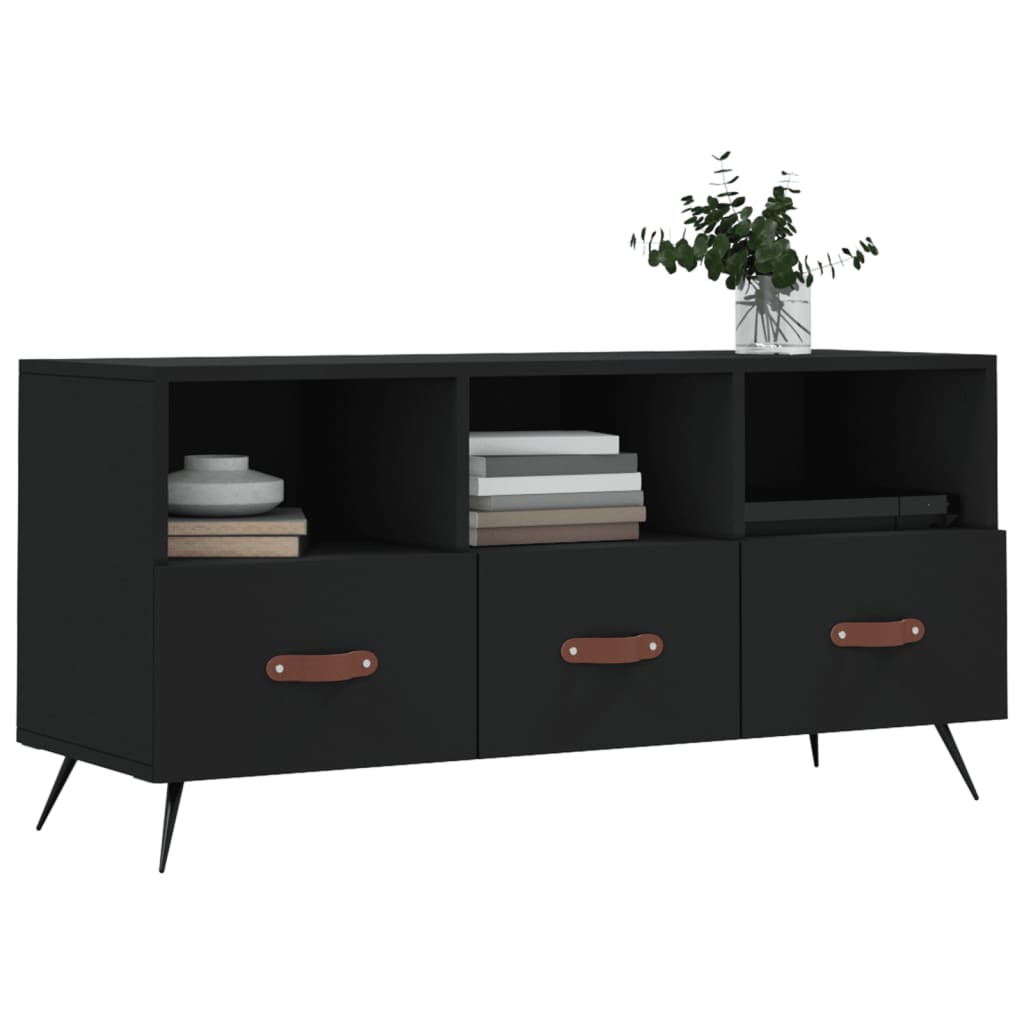 TV cabinet, black, 102x36x50cm, engineered wood