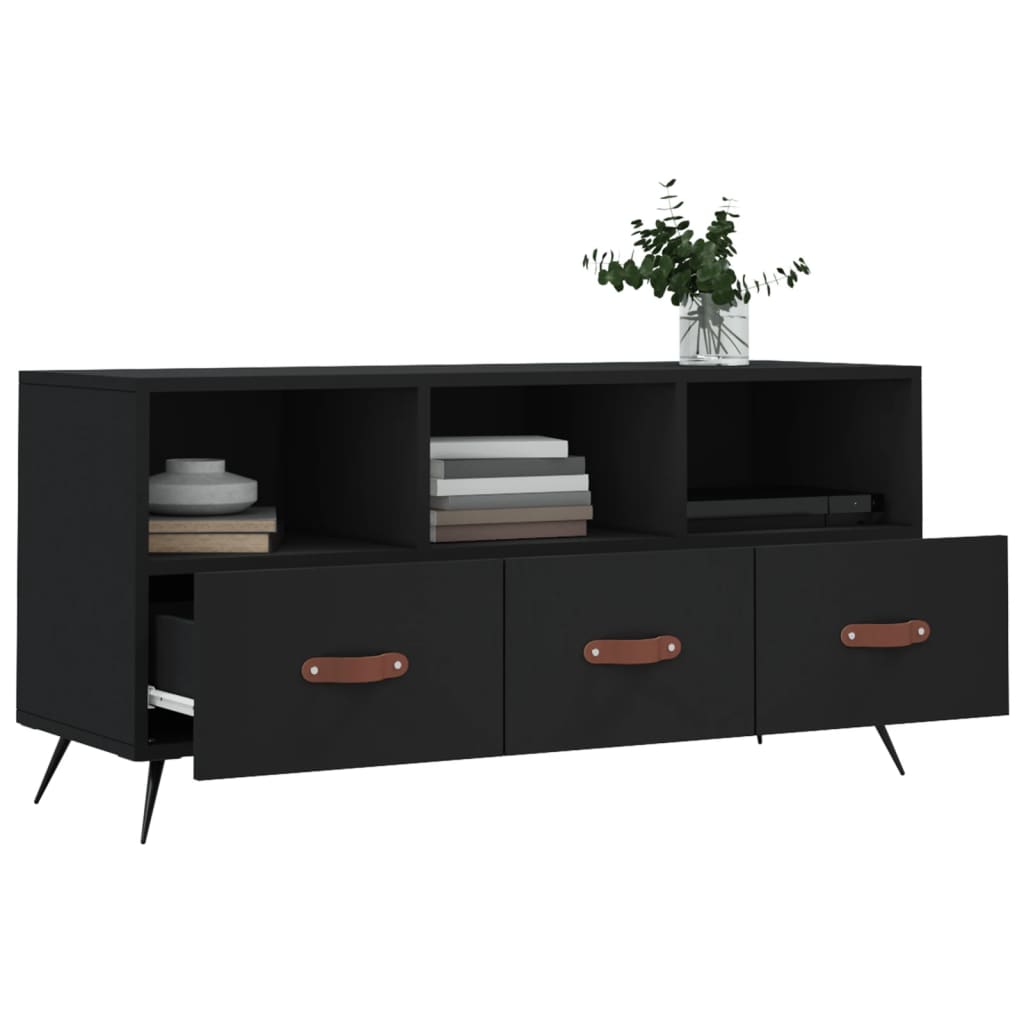 TV cabinet, black, 102x36x50cm, engineered wood