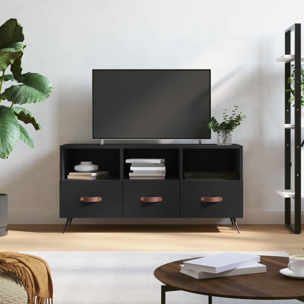 TV cabinet, black, 102x36x50cm, engineered wood