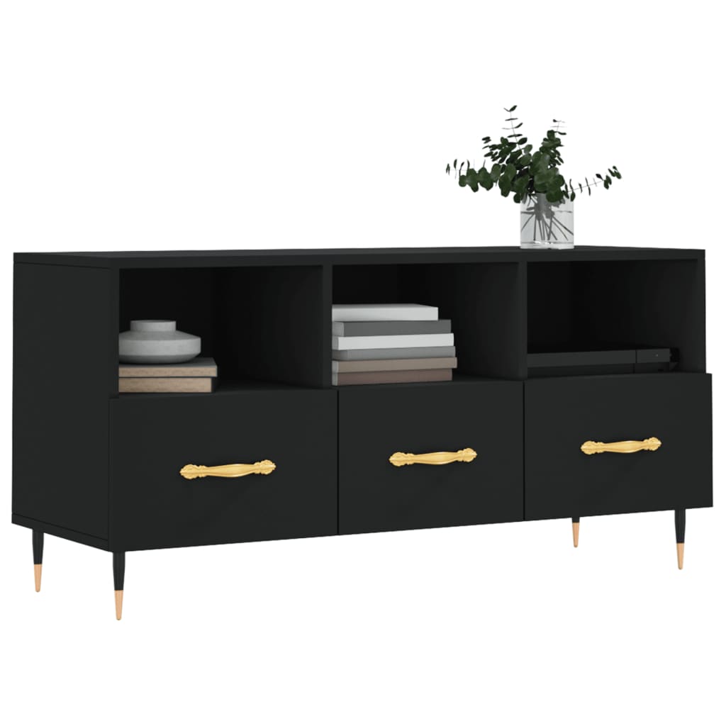 TV cabinet, black, 102x36x50cm, engineered wood