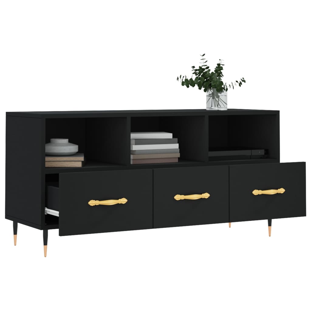 TV cabinet, black, 102x36x50cm, engineered wood