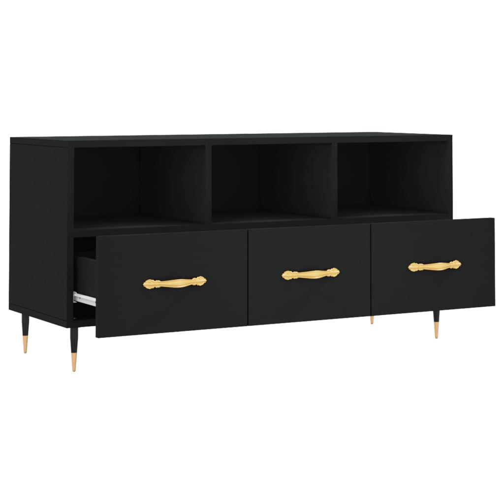 TV cabinet, black, 102x36x50cm, engineered wood