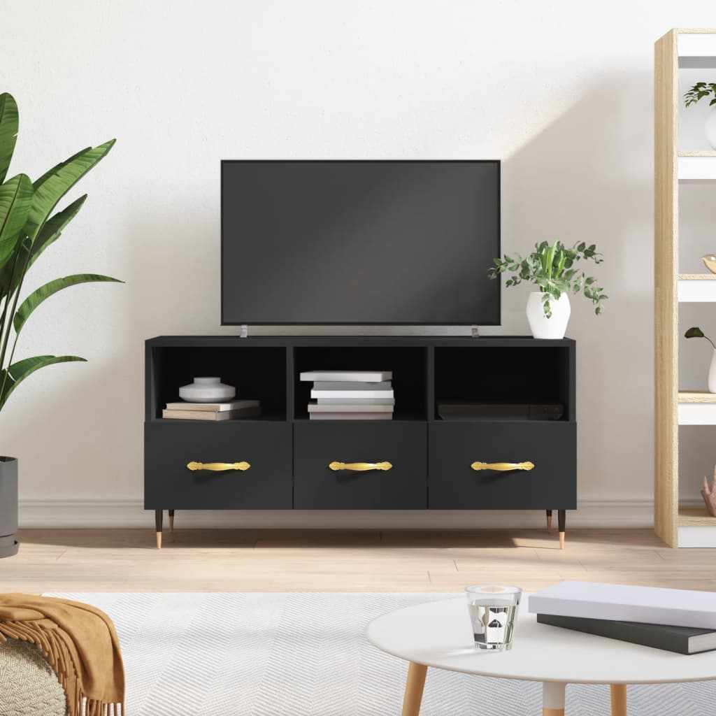 TV cabinet, black, 102x36x50cm, engineered wood