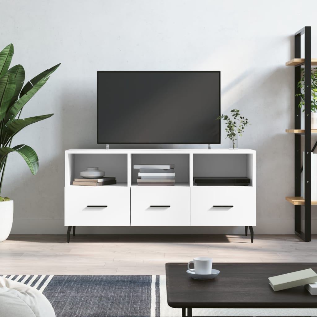TV Cabinet, white, 102x36x50cm, engineered wood