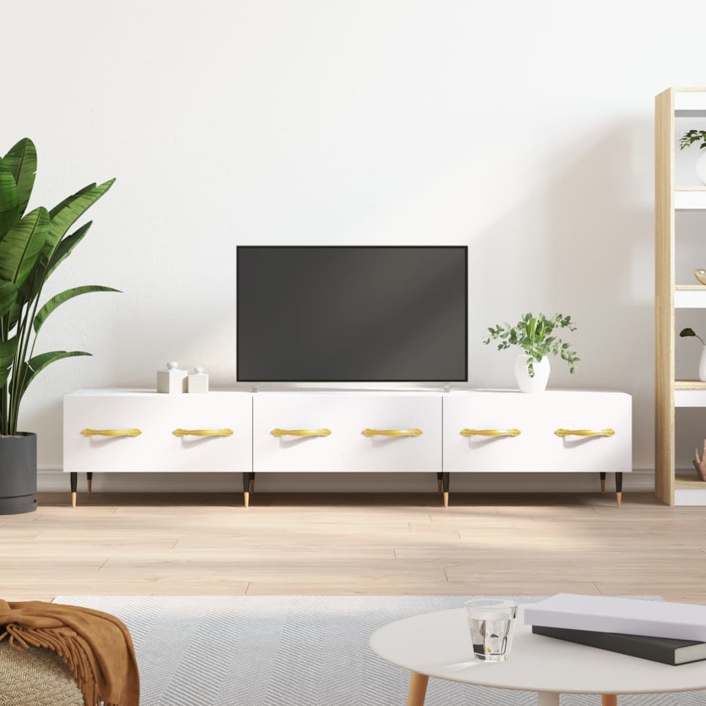 TV skapītis, balts, 150x36x30cm, apstrādāta koksne