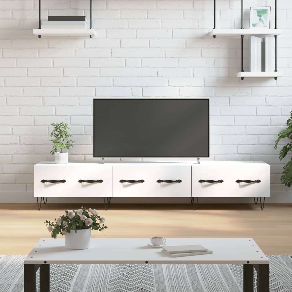 TV skapītis, balts, 150x36x30cm, apstrādāta koksne
