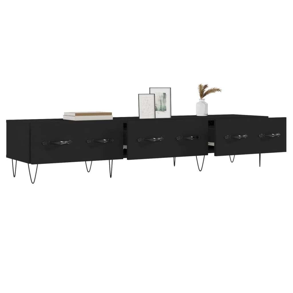 TV cabinet, black, 150x36x30cm, engineered wood