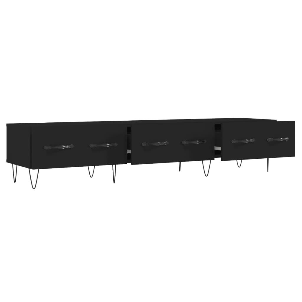 TV cabinet, black, 150x36x30cm, engineered wood