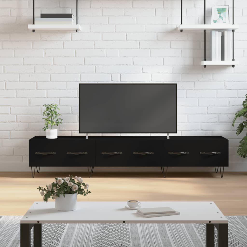 TV cabinet, black, 150x36x30cm, engineered wood