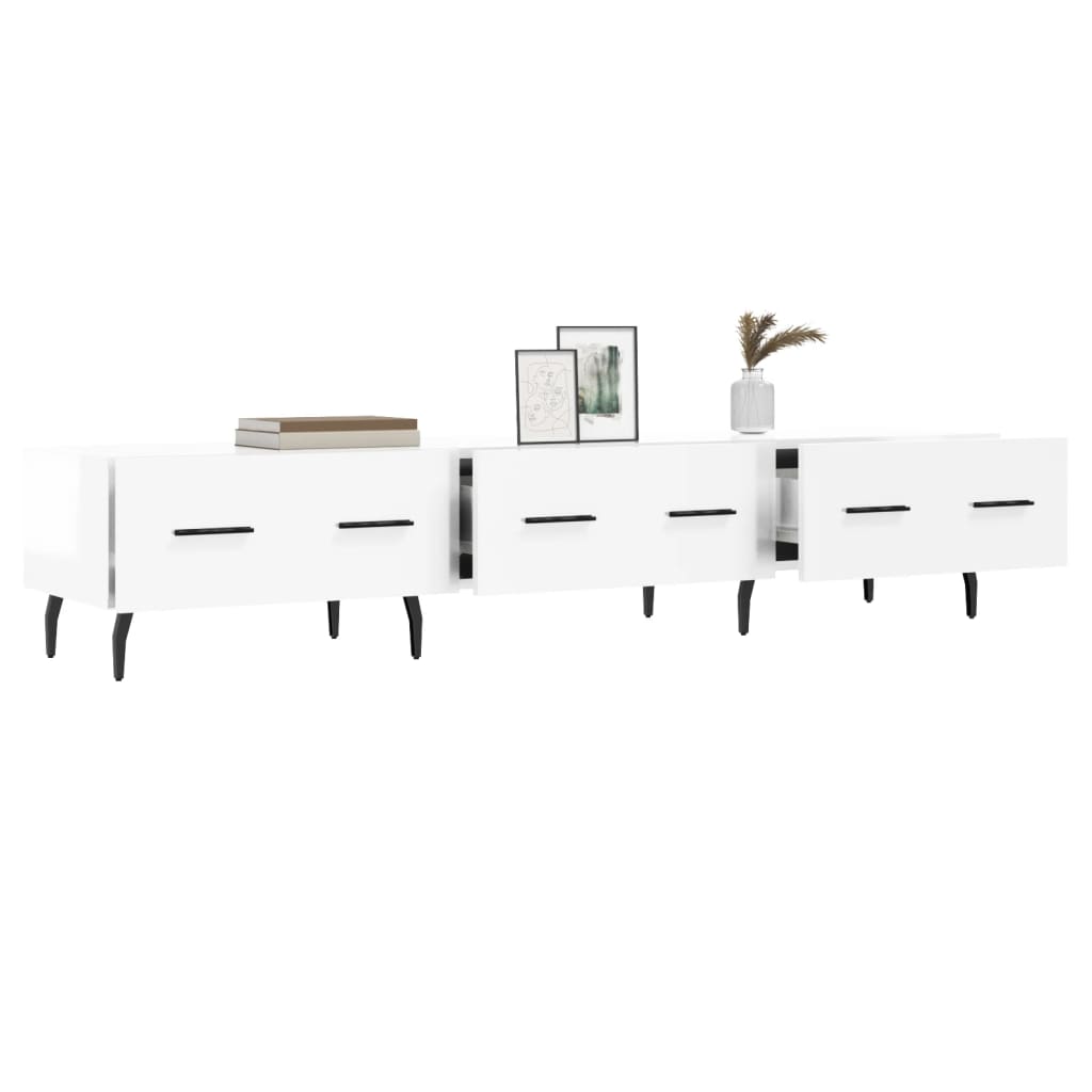 TV cabinet, white, 150x36x30cm, wood, glossy