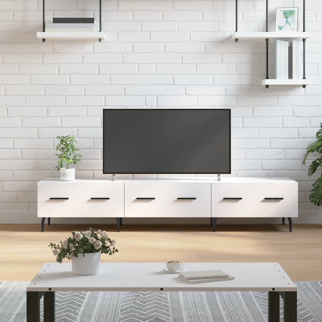 TV cabinet, white, 150x36x30cm, wood, glossy