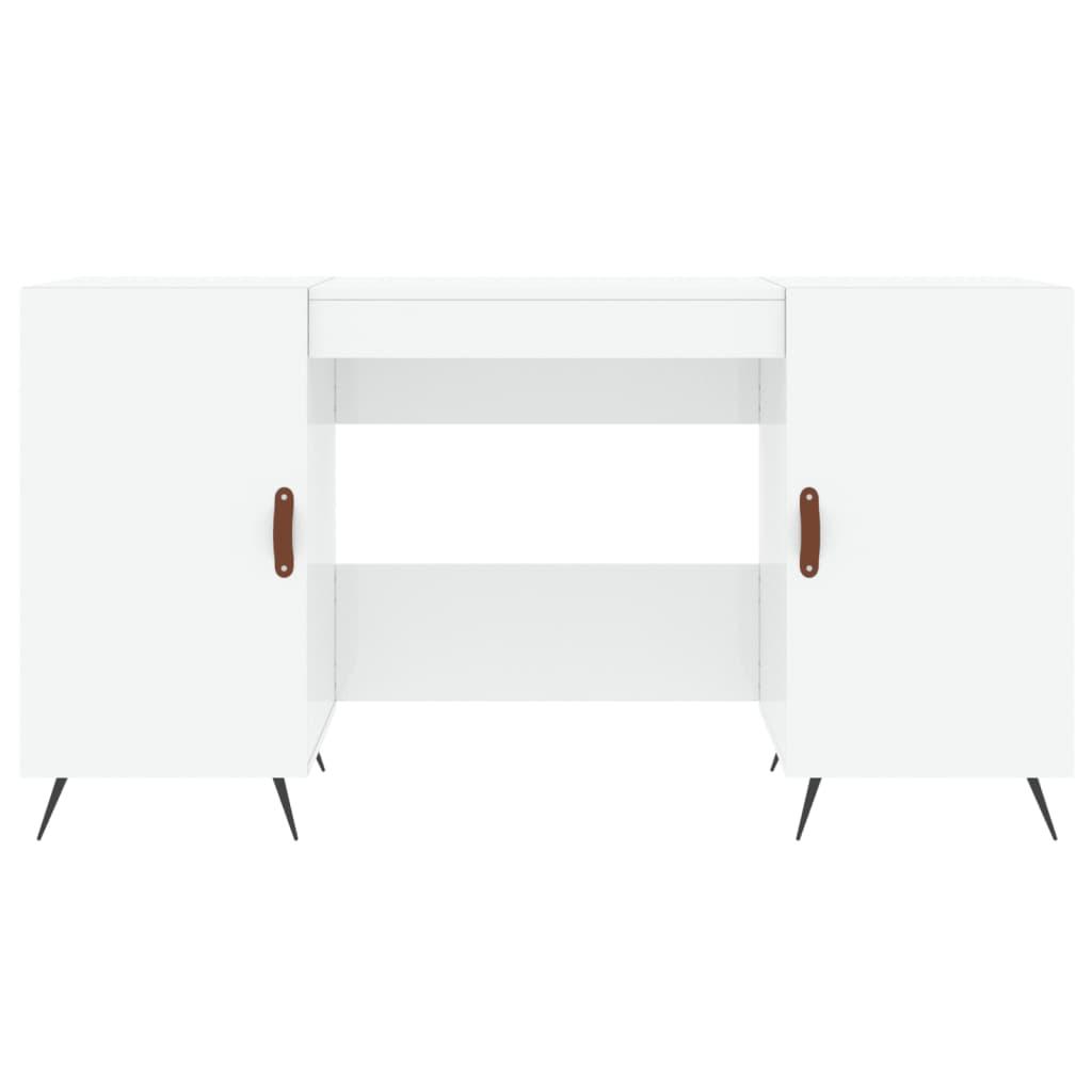 Desk, white, 140x50x75cm, wood, glossy