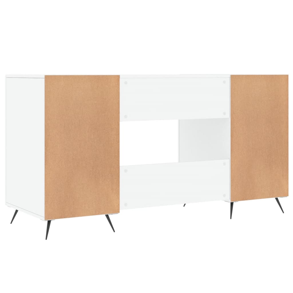 Desk, white, 140x50x75cm, wood, glossy