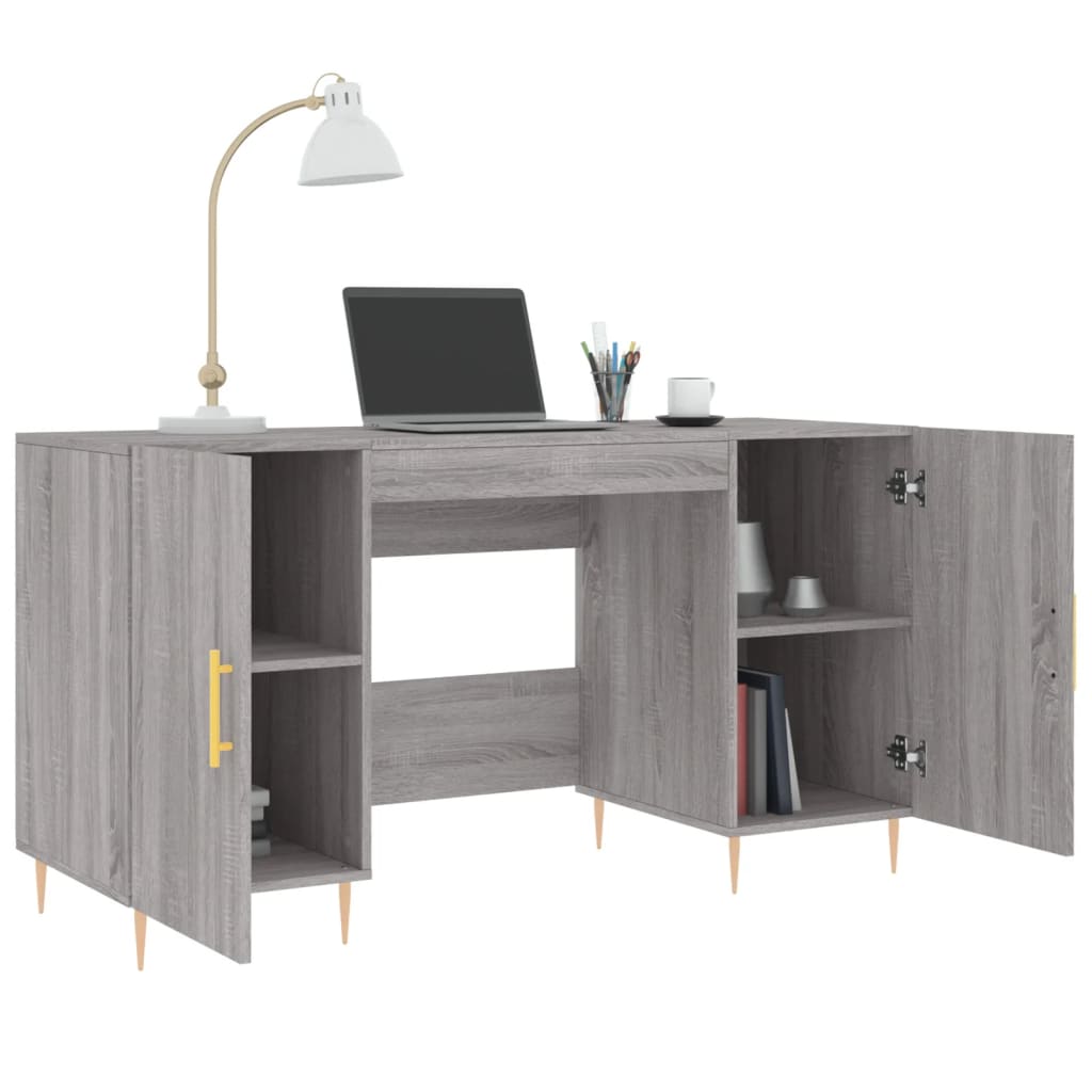 Desk, gray oak, 140x50x75cm, engineered wood