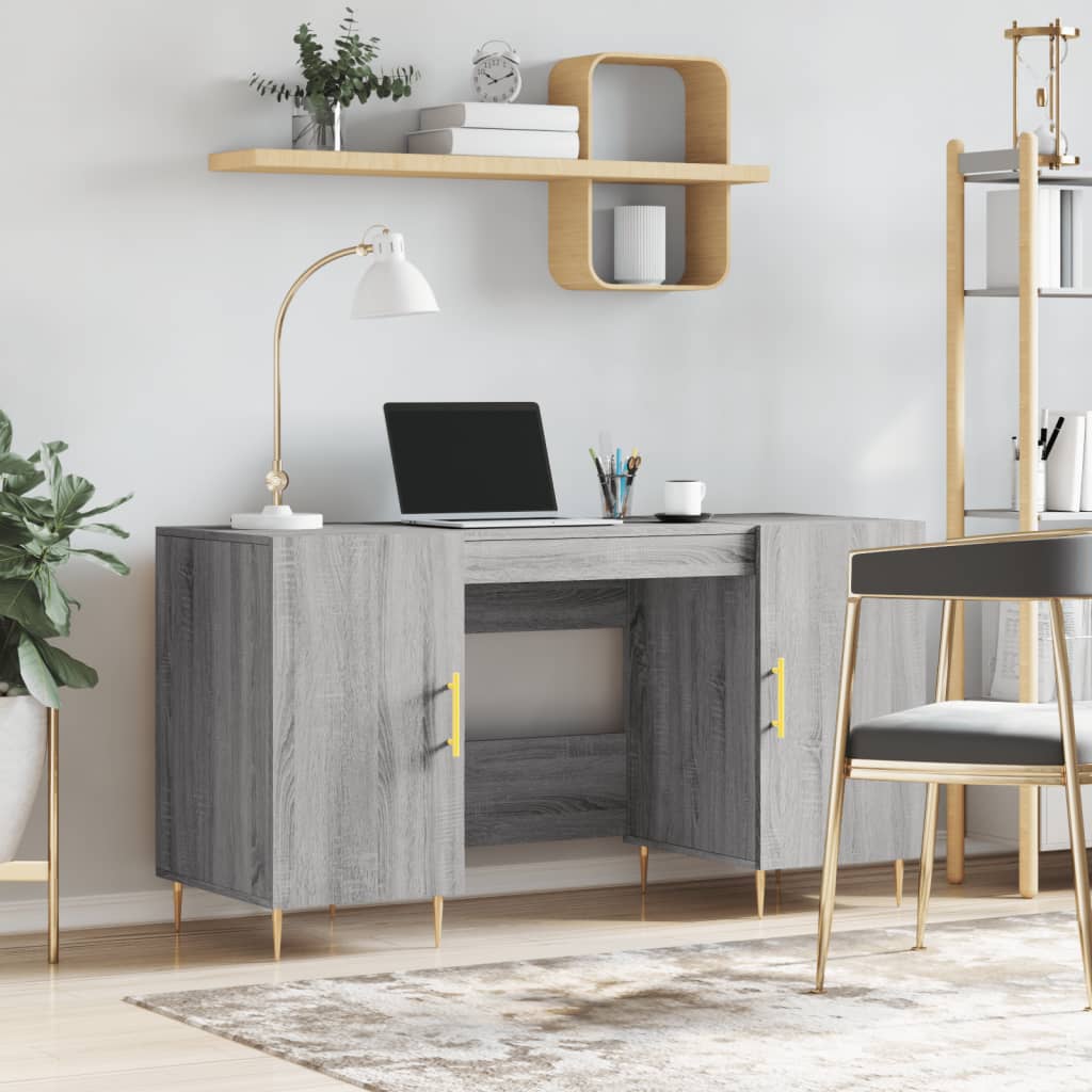 Desk, gray oak, 140x50x75cm, engineered wood