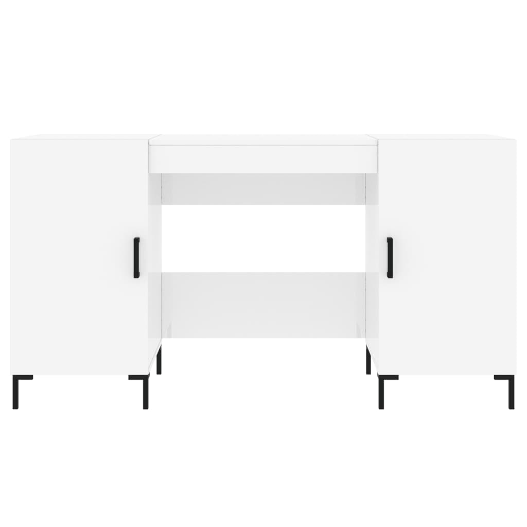 Desk, white, 140x50x75cm, wood, glossy