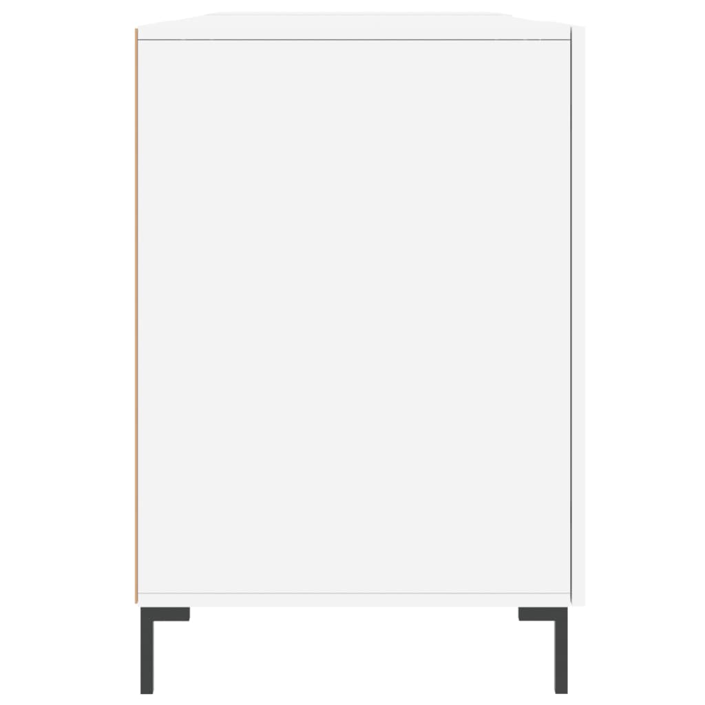 Desk, white, 140x50x75cm, wood, glossy
