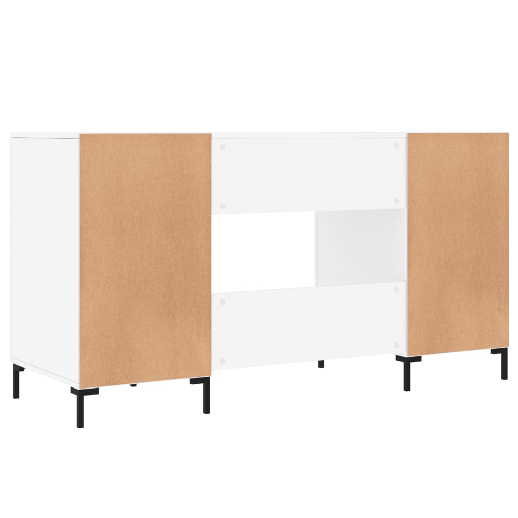 Desk, white, 140x50x75cm, wood, glossy