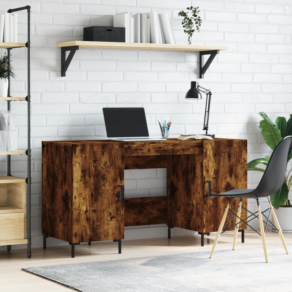 Writing desk, smoked oak, 140x50x75cm, treated wood