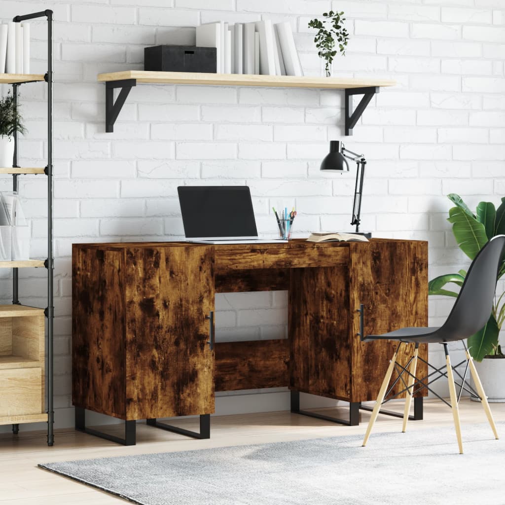 Writing desk, smoked oak, 140x50x75cm, treated wood