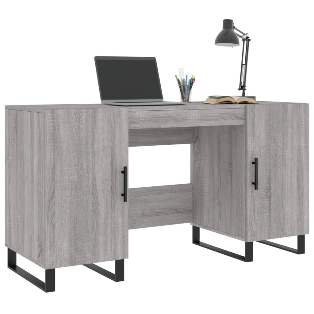 Desk, gray oak, 140x50x75cm, engineered wood